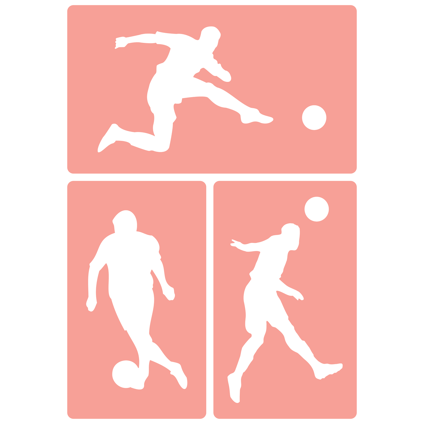 Reusable Stencil - Professional Quality - Football Silhouettes - Made in the UK - High Adhesive - Pink Vinyl Material for Glass, Mirrors, Bottles, Tiles, Wood