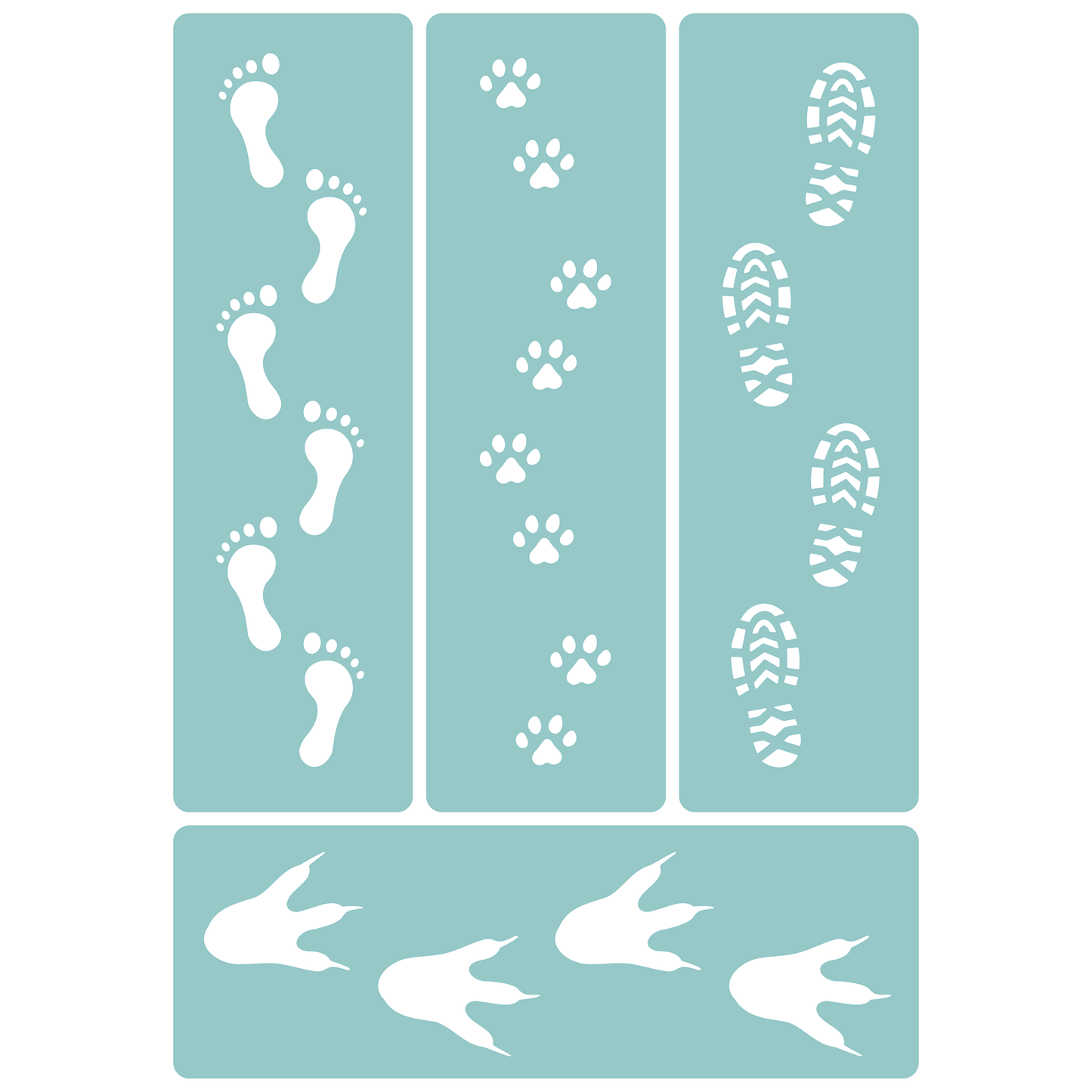 Reusable Stencil - Professional Quality - Footprint Borders - Made in the UK - Low Adhesive - Blue Vinyl Material for Cardmaking, Canvas, Paper, Interior Decor, Layering