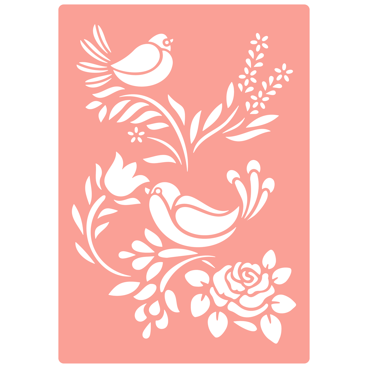 Reusable Stencil - Professional Quality - Garden Birds #1 - Made in the UK - High Adhesive - Pink Vinyl Material for Glass, Mirrors, Bottles, Tiles, Wood