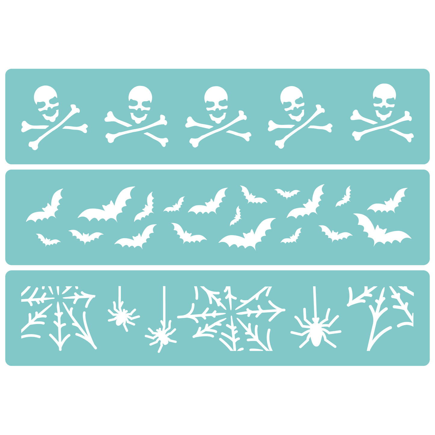 Reusable Stencil - Professional Quality - Halloween Borders - Made in the UK - Low Adhesive - Blue Vinyl Material for Cardmaking, Canvas, Paper, Interior Decor, Layering