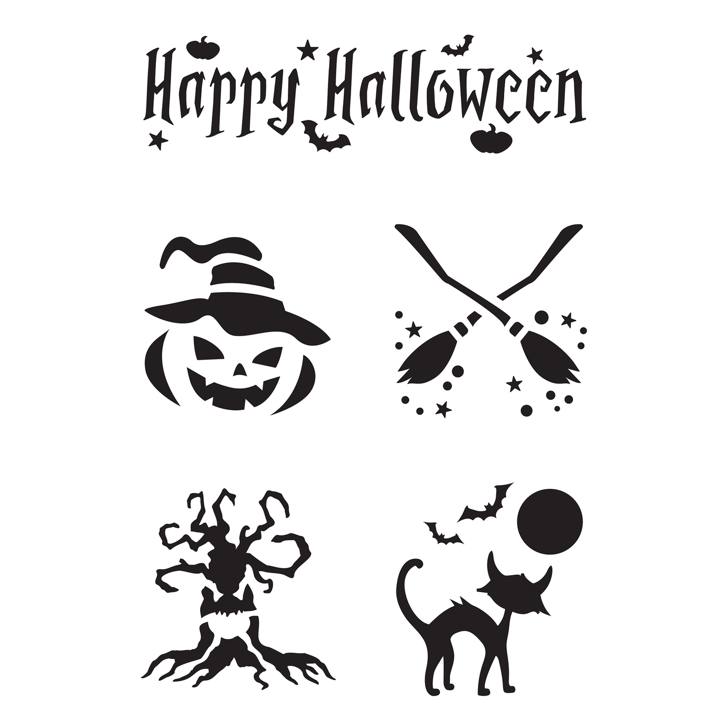 Reusable Stencil - Professional Quality - Happy Halloween Collection - Made in the UK - High Adhesive - Pink Vinyl Material for Glass, Mirrors, Bottles, Tiles, Wood