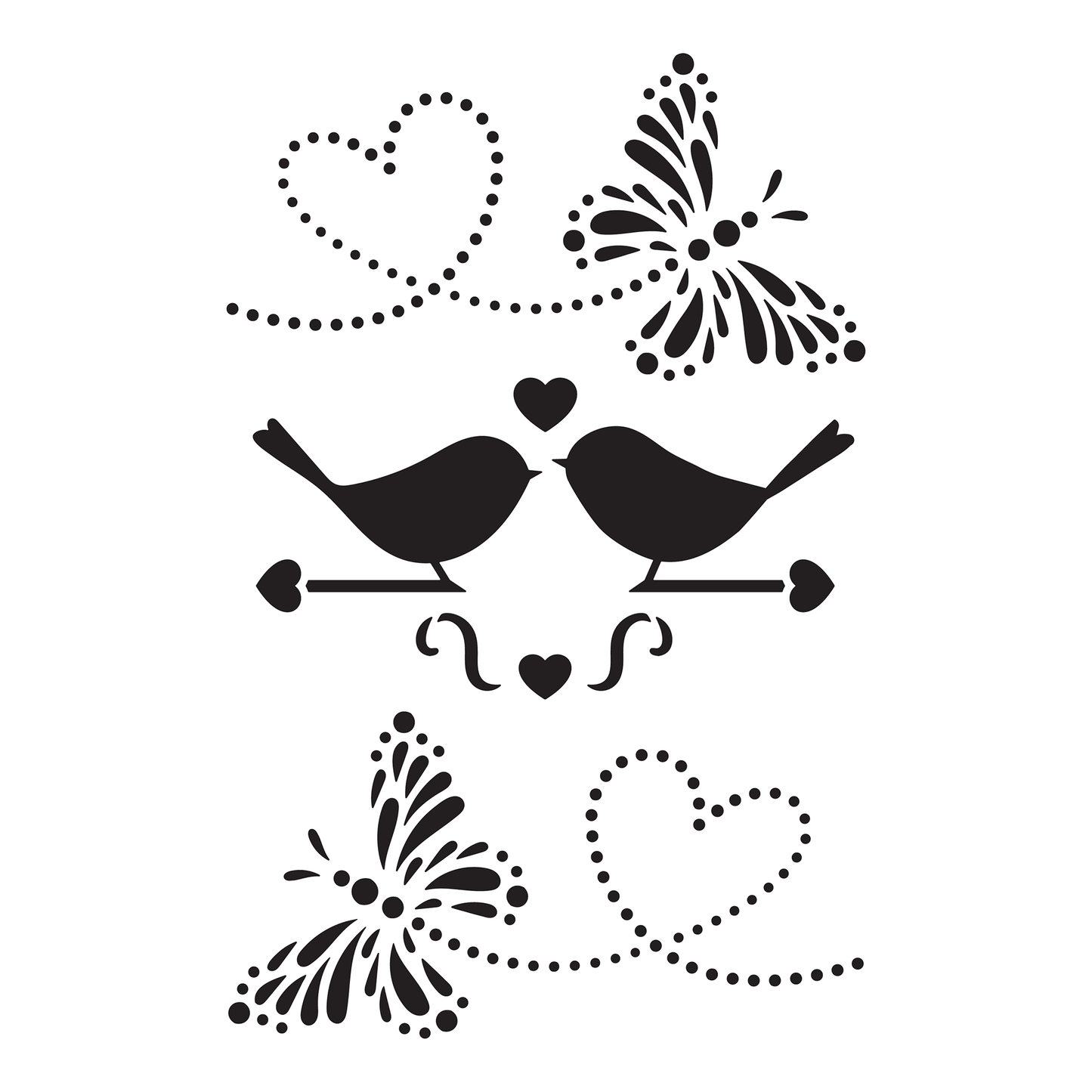 Reusable Stencil - Professional Quality - Heart Flutter - Made in the UK - Food Safe Non Adhesive - White Laser Cut PET Material for Cakes, Cookies, Coffees, Serving Plates