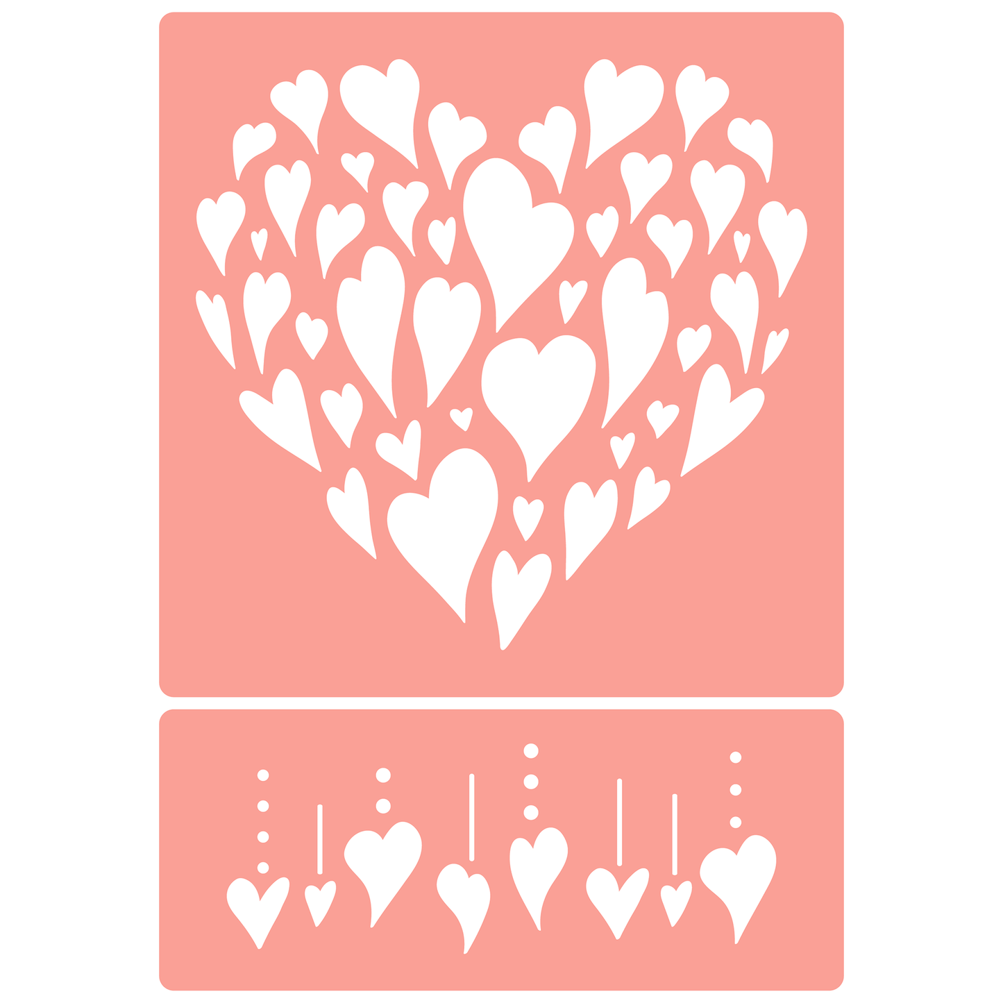 Reusable Stencil - Professional Quality - Heart Of Hearts - Made in the UK - High Adhesive - Pink Vinyl Material for Glass, Mirrors, Bottles, Tiles, Wood