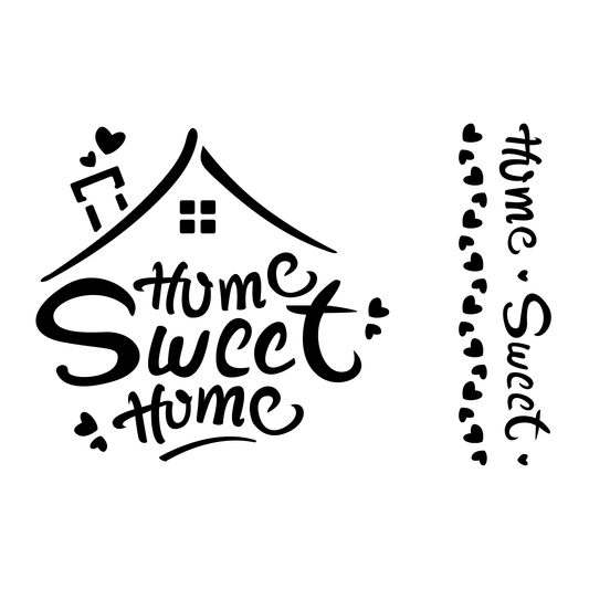 Reusable Stencil - Professional Quality - Home Sweet Home #5 - Made in the UK - High Adhesive - Pink Vinyl Material for Glass, Mirrors, Bottles, Tiles, Wood