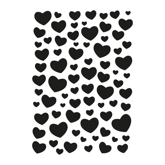 Reusable Stencil - Professional Quality - Just Love Hearts (seamless) - Made in the UK - Food Safe Non Adhesive - White Laser Cut PET Material for Cakes, Cookies, Coffees, Serving Plates