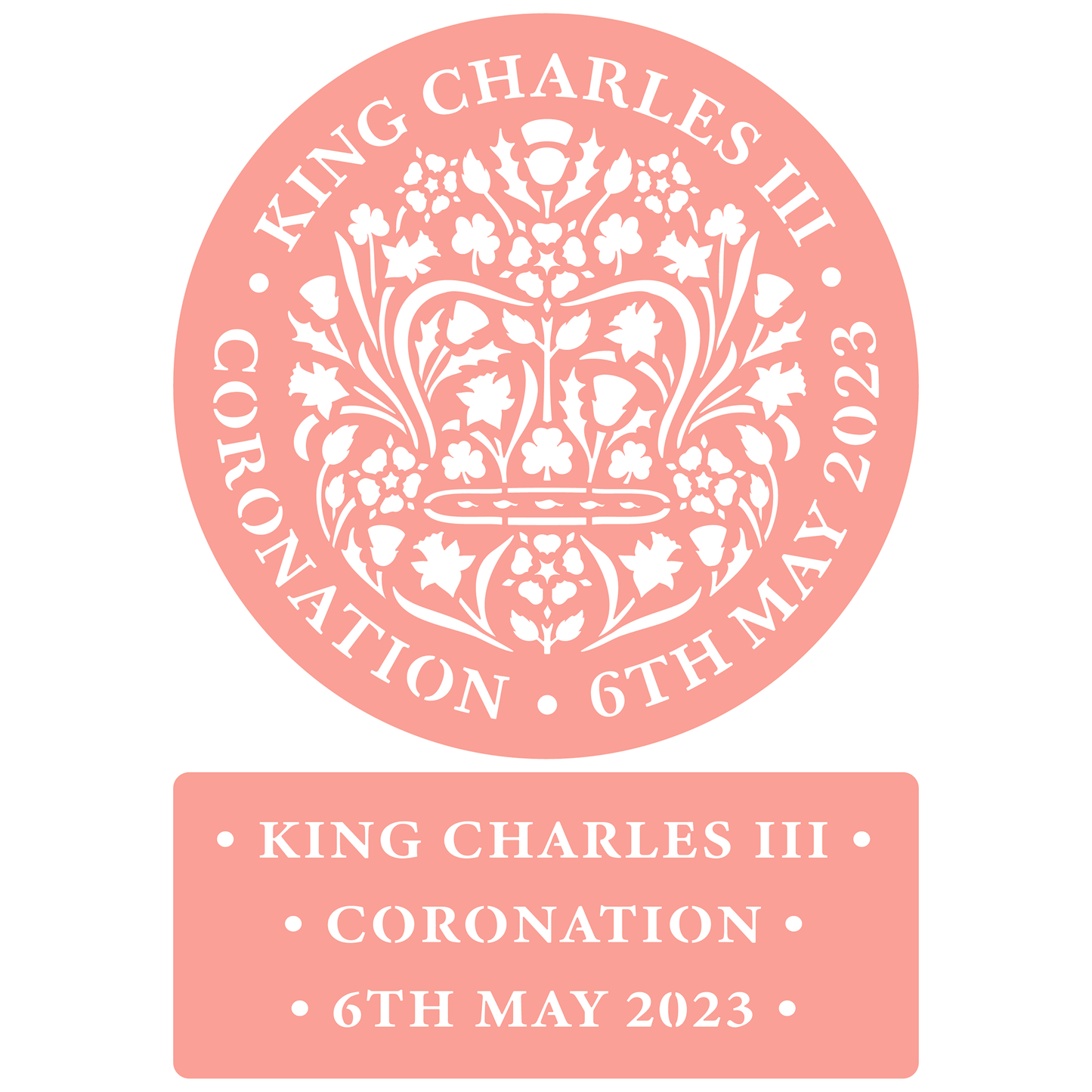 Reusable Stencil - Professional Quality - King Charles III Coronation - Made in the UK - High Adhesive - Pink Vinyl Material for Glass, Mirrors, Bottles, Tiles, Wood