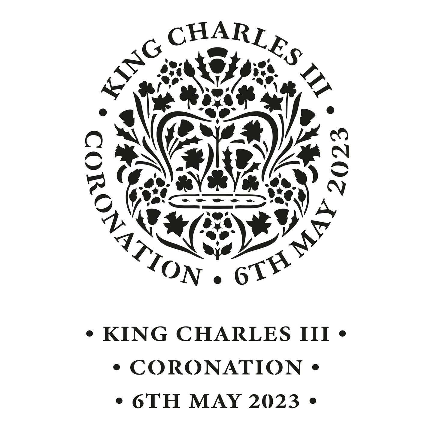 Reusable Stencil - Professional Quality - King Charles III Coronation - Made in the UK - High Adhesive - Pink Vinyl Material for Glass, Mirrors, Bottles, Tiles, Wood