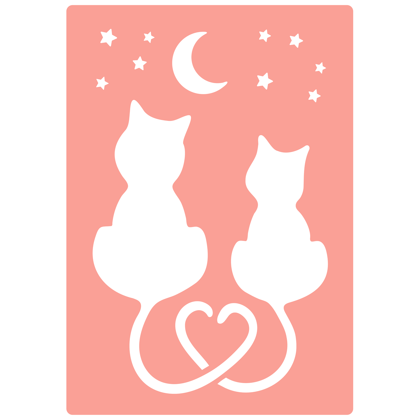 Reusable Stencil - Professional Quality - Love Cats #2 - Made in the UK - High Adhesive - Pink Vinyl Material for Glass, Mirrors, Bottles, Tiles, Wood