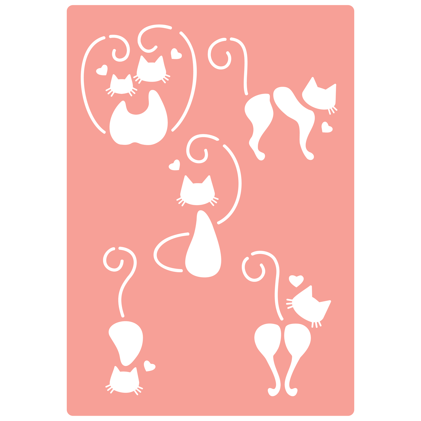 Reusable Stencil - Professional Quality - Love Cats #3 - Made in the UK - High Adhesive - Pink Vinyl Material for Glass, Mirrors, Bottles, Tiles, Wood