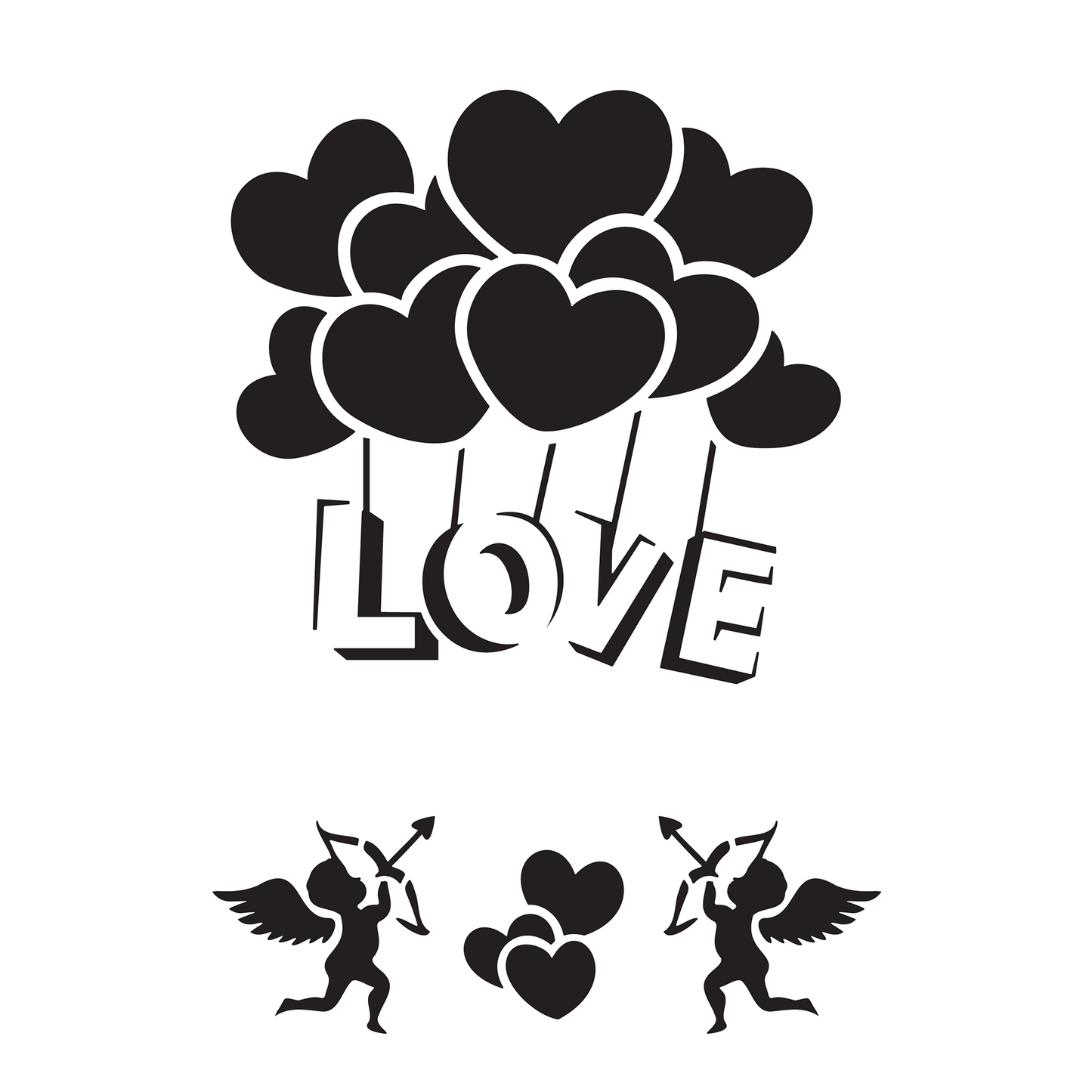 Reusable Stencil - Professional Quality - Love Heart Balloons - Made in the UK - High Adhesive - Pink Vinyl Material for Glass, Mirrors, Bottles, Tiles, Wood