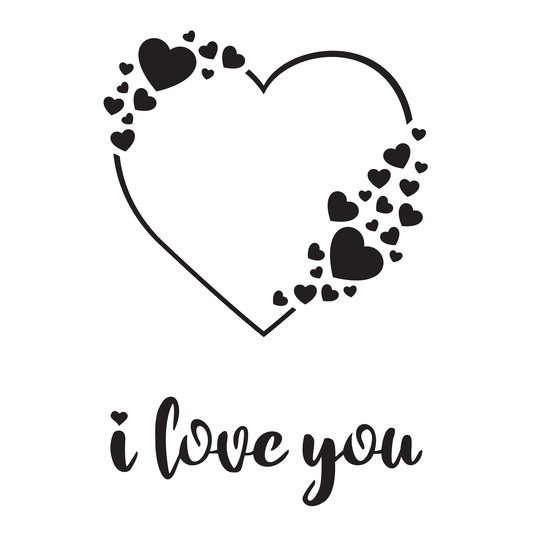 Reusable Stencil - Professional Quality - Love Heart Frame - Made in the UK - High Adhesive - Pink Vinyl Material for Glass, Mirrors, Bottles, Tiles, Wood