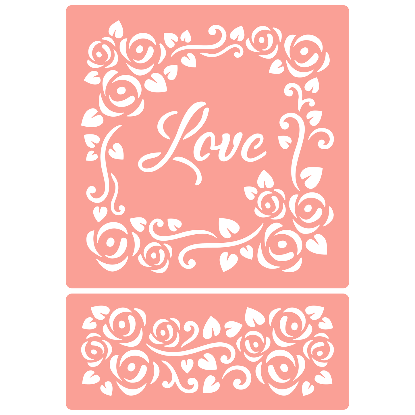 Reusable Stencil - Professional Quality - Love Tile - Made in the UK - High Adhesive - Pink Vinyl Material for Glass, Mirrors, Bottles, Tiles, Wood