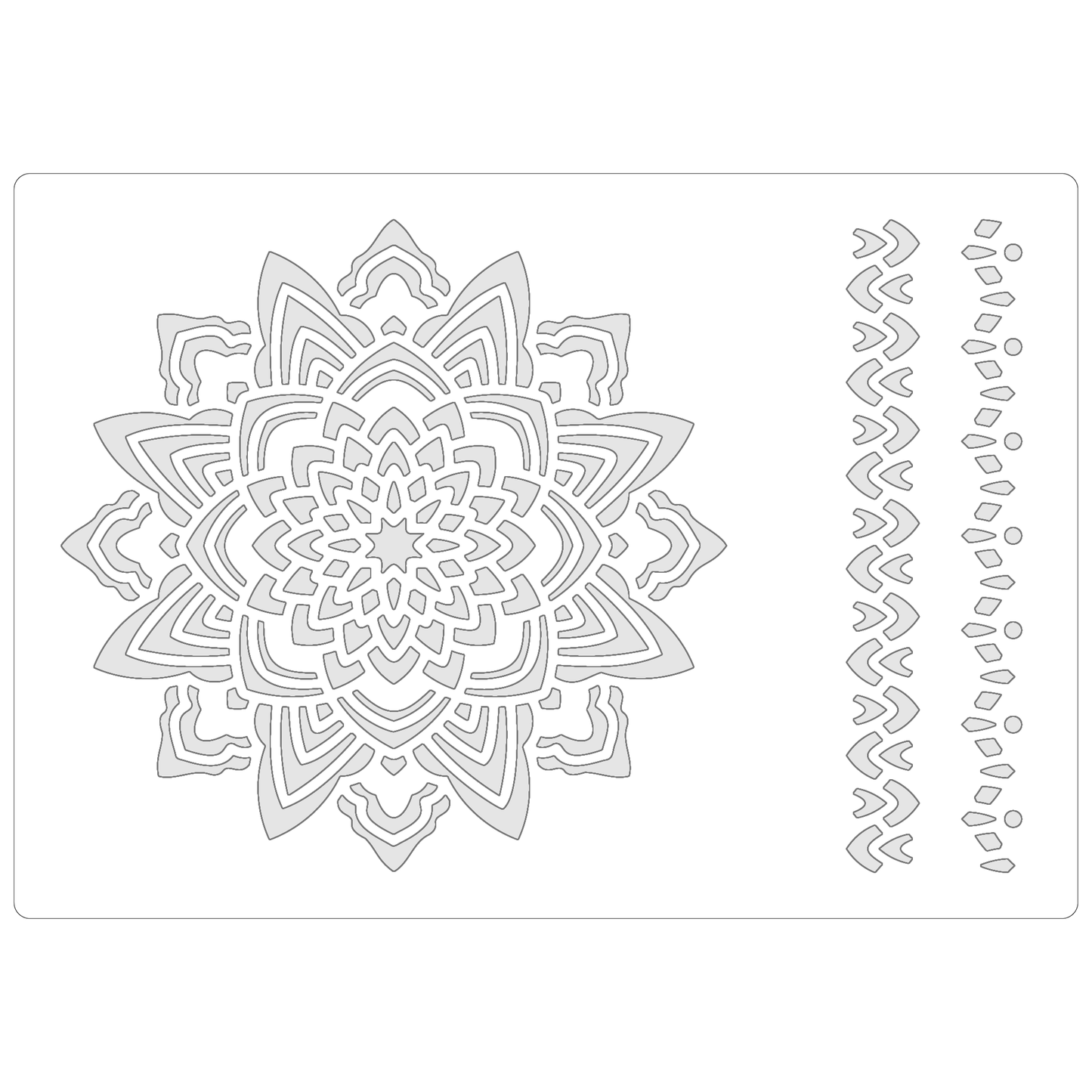 Reusable Stencil - Professional Quality - Mandala #1 - Made in the UK - Food Safe Non Adhesive - White Laser Cut PET Material for Cakes, Cookies, Coffees, Serving Plates