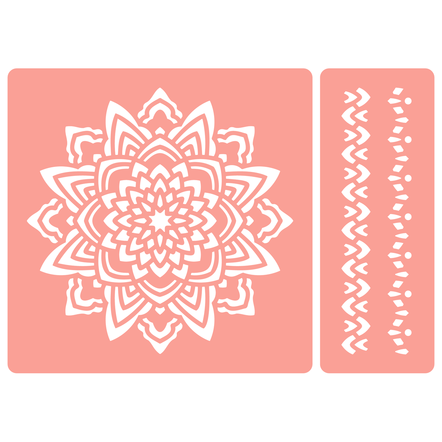 Reusable Stencil - Professional Quality - Mandala #1 - Made in the UK - High Adhesive - Pink Vinyl Material for Glass, Mirrors, Bottles, Tiles, Wood