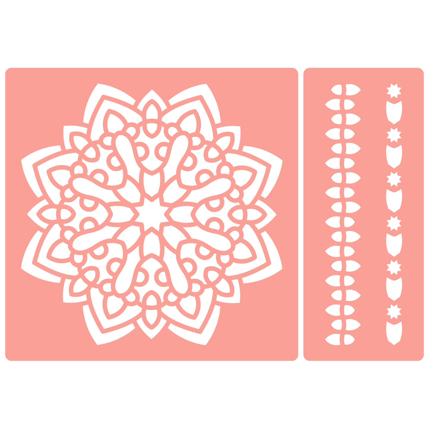 Reusable Stencil - Professional Quality - Mandala #3 - Made in the UK - High Adhesive - Pink Vinyl Material for Glass, Mirrors, Bottles, Tiles, Wood