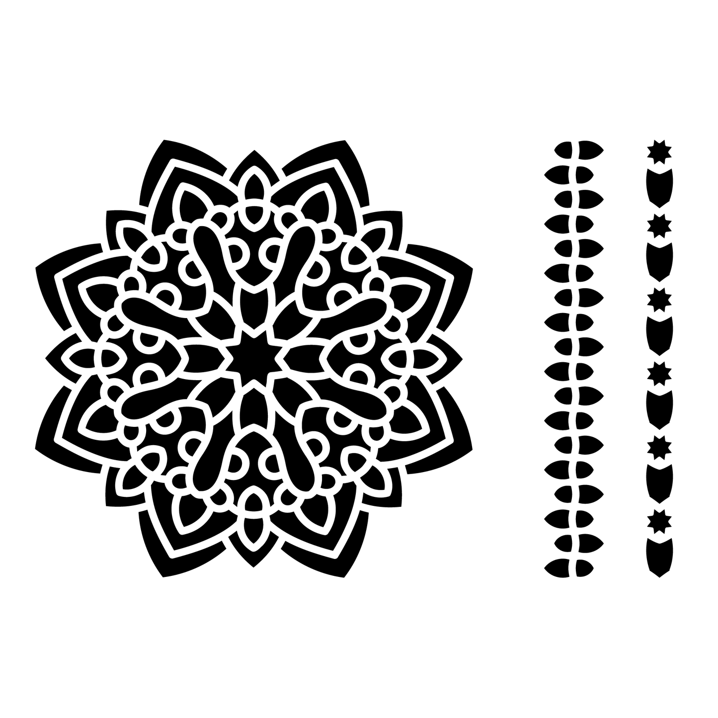 Reusable Stencil - Professional Quality - Mandala #3 - Made in the UK - High Adhesive - Pink Vinyl Material for Glass, Mirrors, Bottles, Tiles, Wood