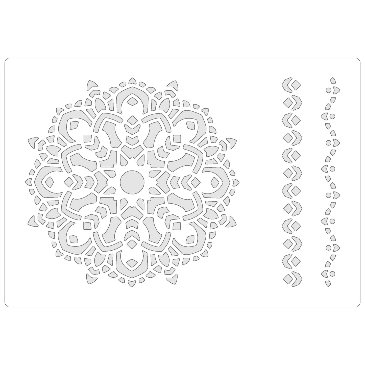 Reusable Stencil - Professional Quality - Mandala #4 - Made in the UK - Food Safe Non Adhesive - White Laser Cut PET Material for Cakes, Cookies, Coffees, Serving Plates