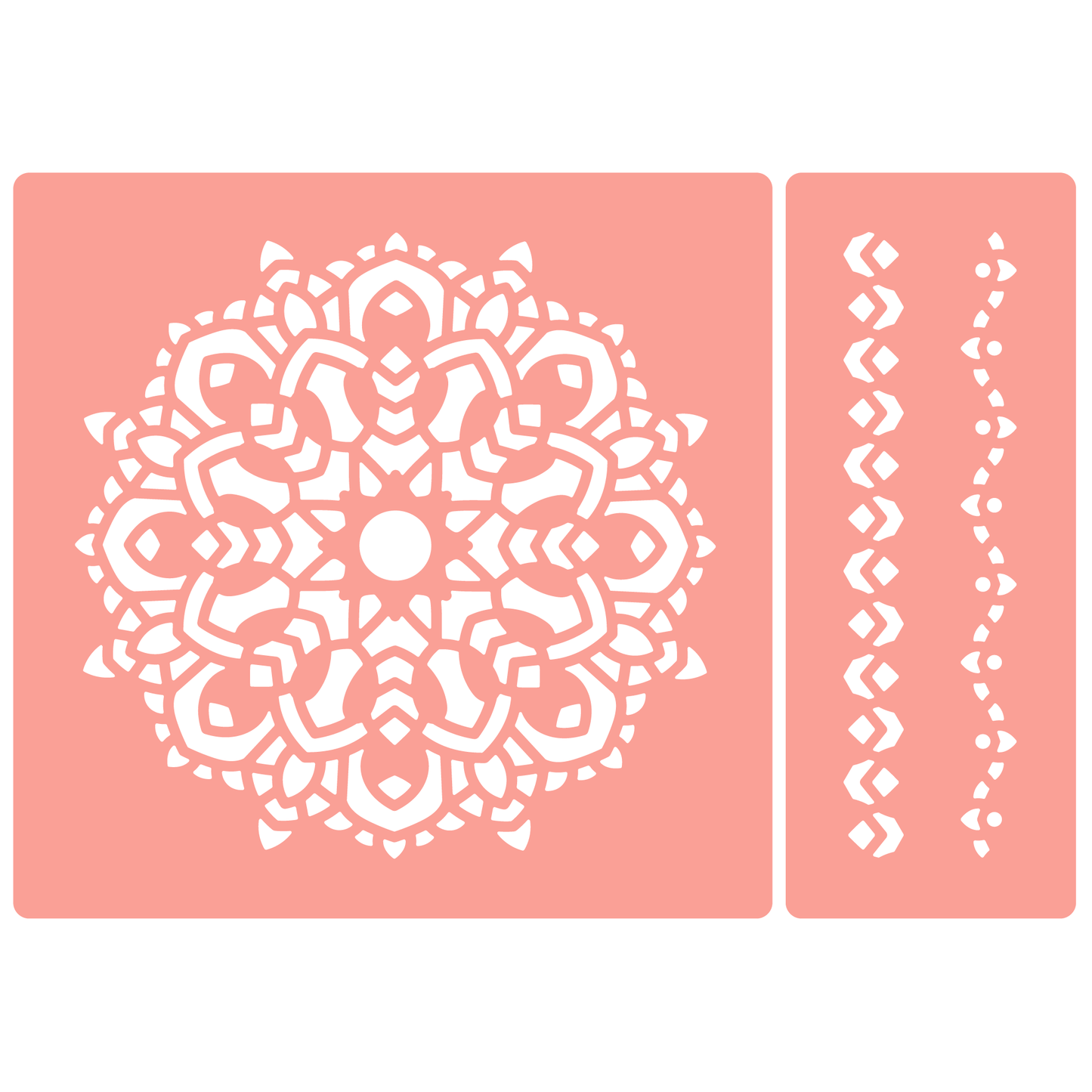 Reusable Stencil - Professional Quality - Mandala #4 - Made in the UK - High Adhesive - Pink Vinyl Material for Glass, Mirrors, Bottles, Tiles, Wood