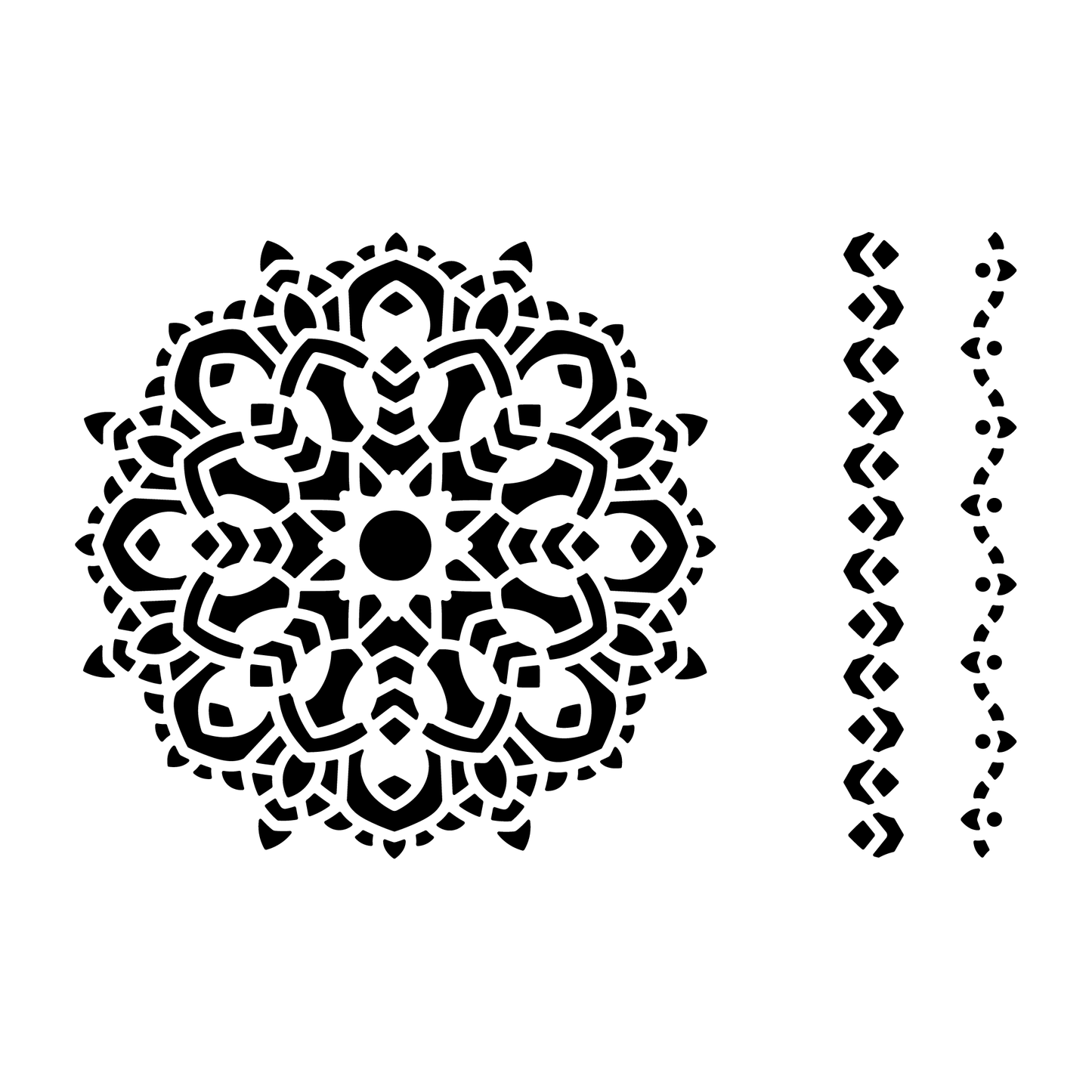 Reusable Stencil - Professional Quality - Mandala #4 - Made in the UK - Food Safe Non Adhesive - White Laser Cut PET Material for Cakes, Cookies, Coffees, Serving Plates