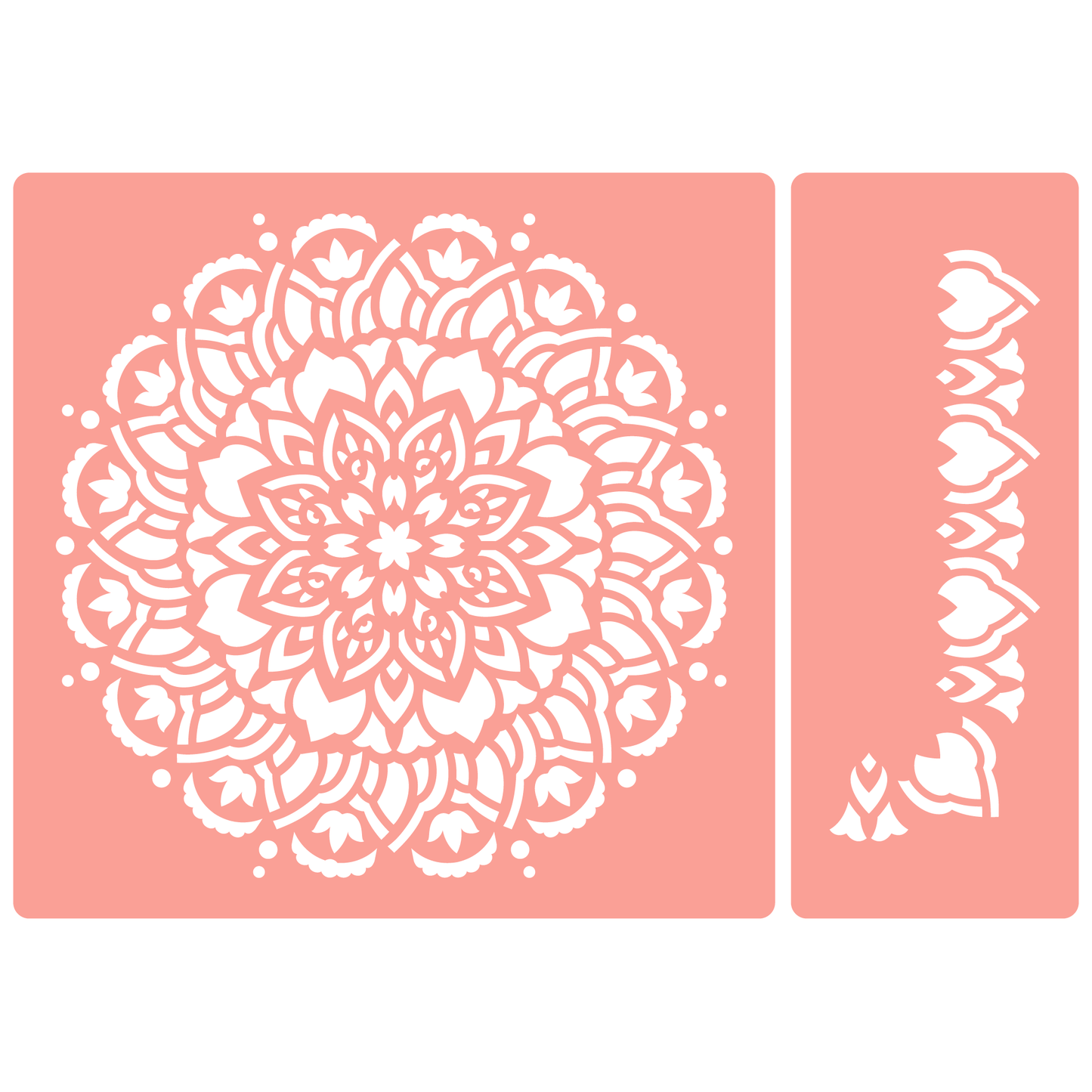 Reusable Stencil - Professional Quality - Mandala #5 - Made in the UK - High Adhesive - Pink Vinyl Material for Glass, Mirrors, Bottles, Tiles, Wood