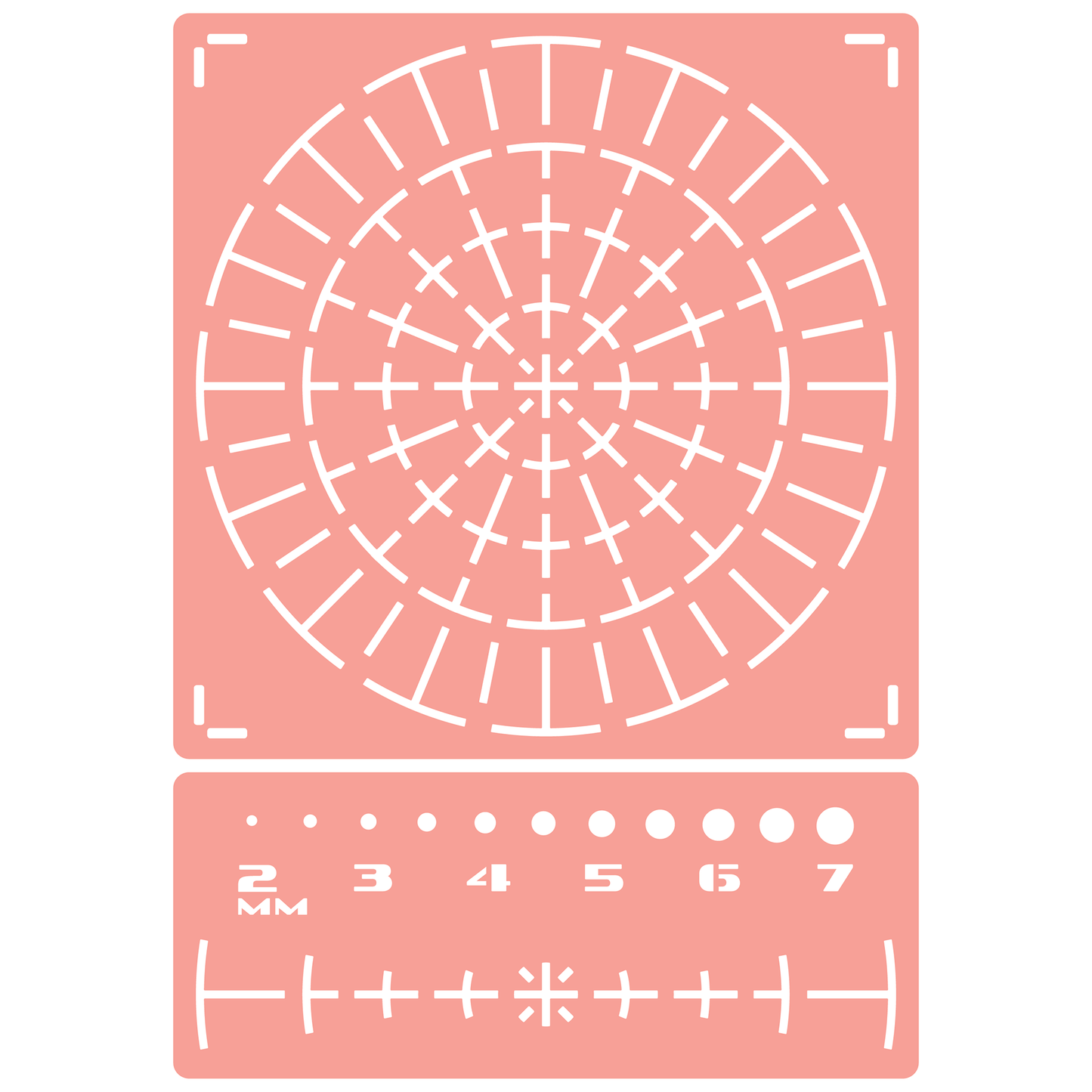 Reusable Stencil - Professional Quality - 130mm Mandala Dotting Template - Made in the UK - High Adhesive - Pink Vinyl Material for Glass, Mirrors, Bottles, Tiles, Wood