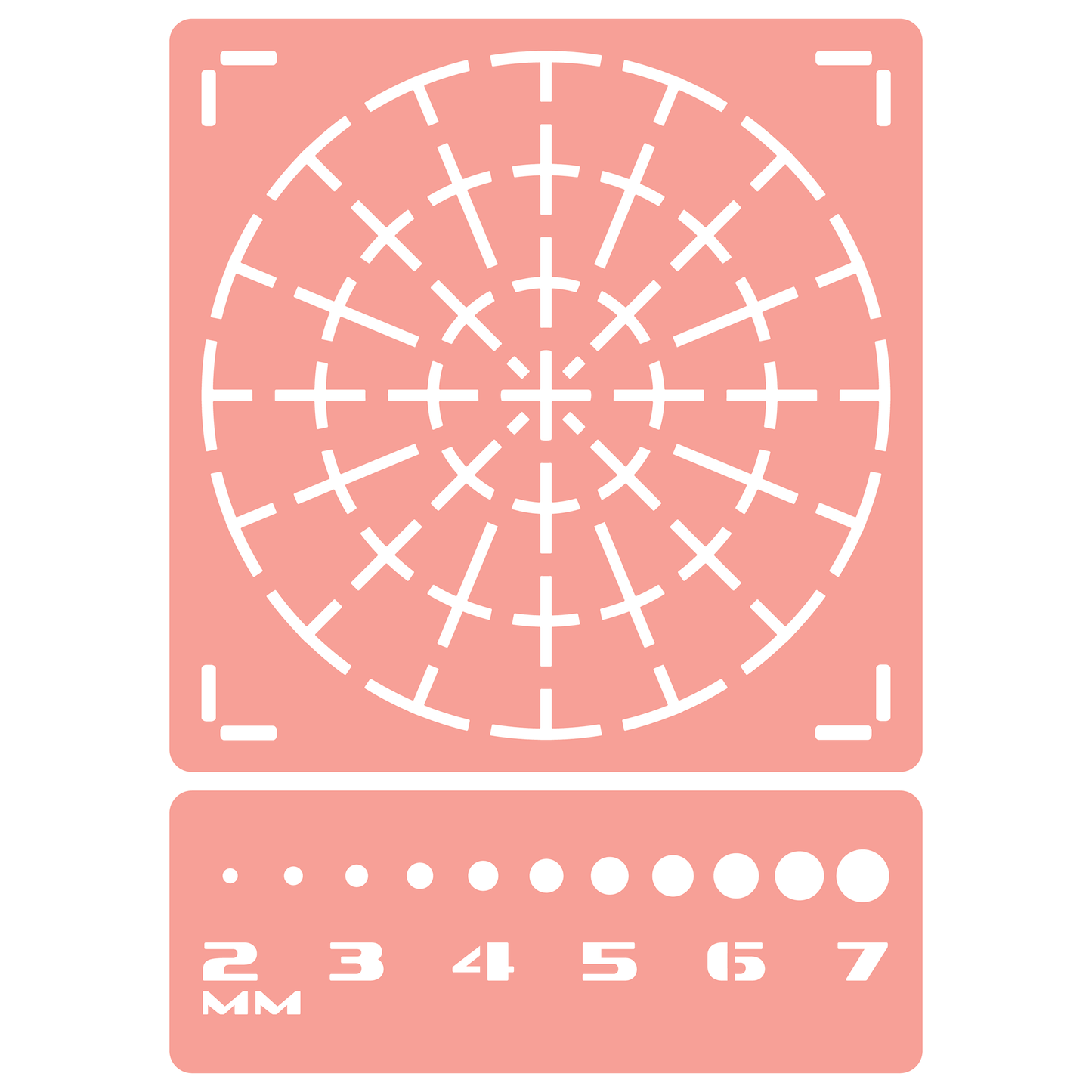 Reusable Stencil - Professional Quality - 90mm Mandala Dotting Template - Made in the UK - High Adhesive - Pink Vinyl Material for Glass, Mirrors, Bottles, Tiles, Wood