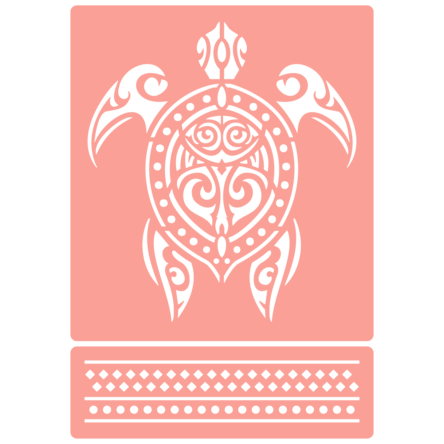 Reusable Stencil - Professional Quality - Maori Turtle - Made in the UK - High Adhesive - Pink Vinyl Material for Glass, Mirrors, Bottles, Tiles, Wood