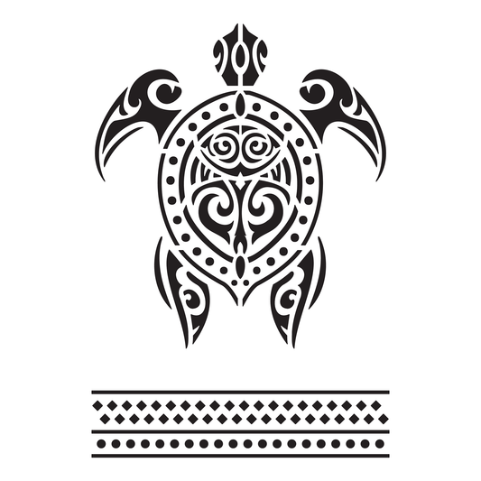 Reusable Stencil - Professional Quality - Maori Turtle - Made in the UK - High Adhesive - Pink Vinyl Material for Glass, Mirrors, Bottles, Tiles, Wood