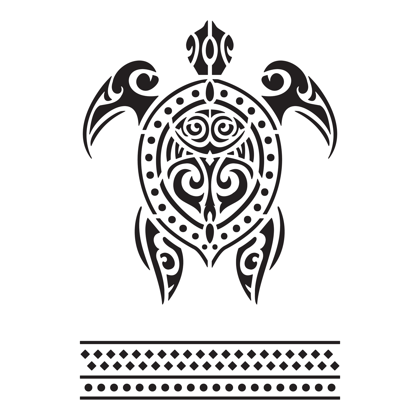 Reusable Stencil - Professional Quality - Maori Turtle - Made in the UK - Food Safe Non Adhesive - White Laser Cut PET Material for Cakes, Cookies, Coffees, Serving Plates