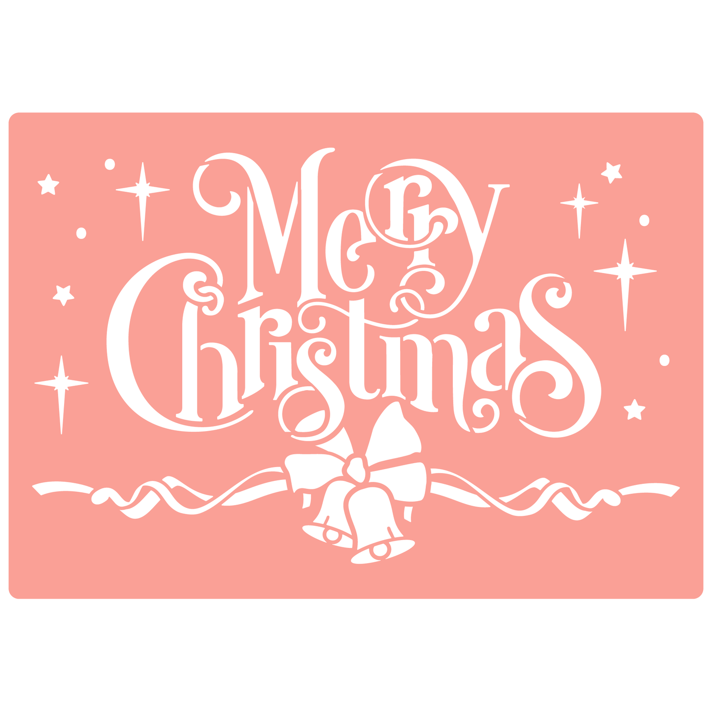 Reusable Stencil - Professional Quality - Merry Christmas #1 - Made in the UK - High Adhesive - Pink Vinyl Material for Glass, Mirrors, Bottles, Tiles, Wood