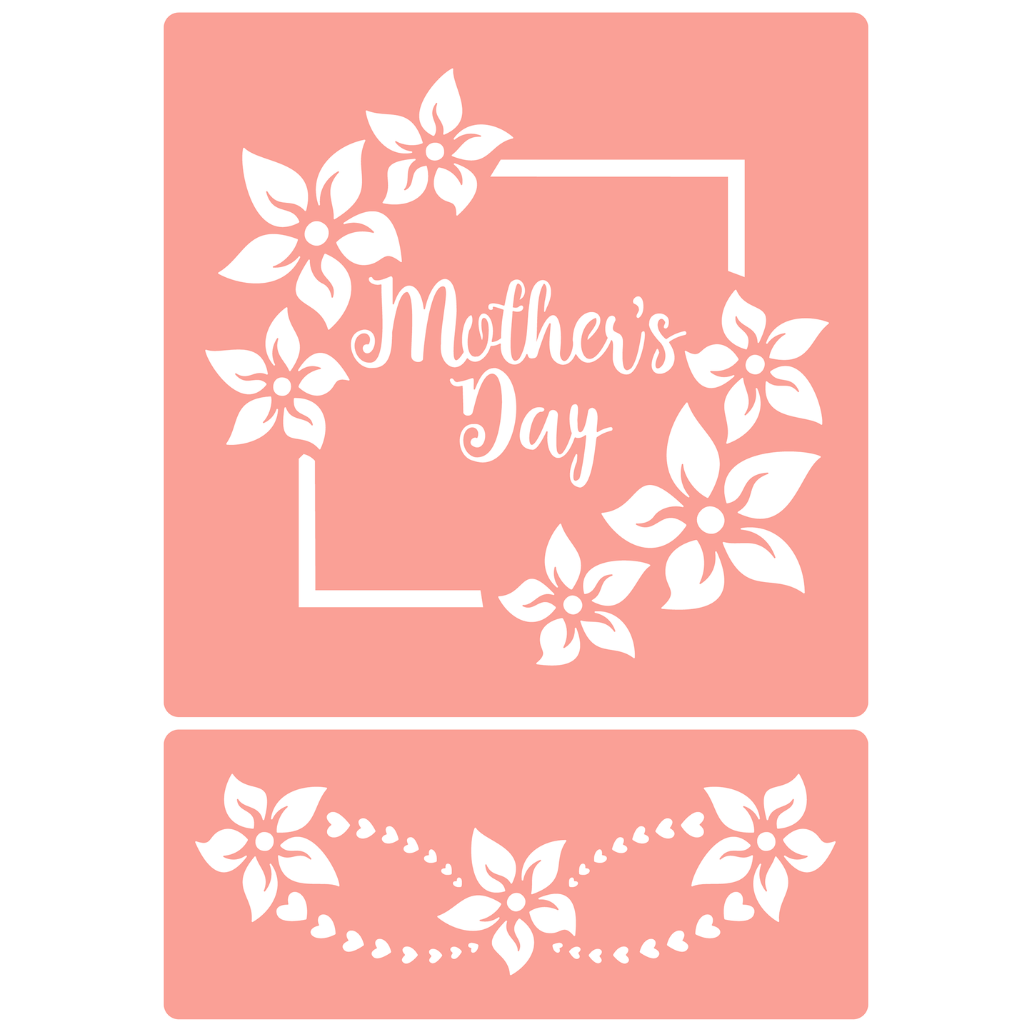 Reusable Stencil - Professional Quality - Mother's Day Flowers & Frame - Made in the UK - High Adhesive - Pink Vinyl Material for Glass, Mirrors, Bottles, Tiles, Wood
