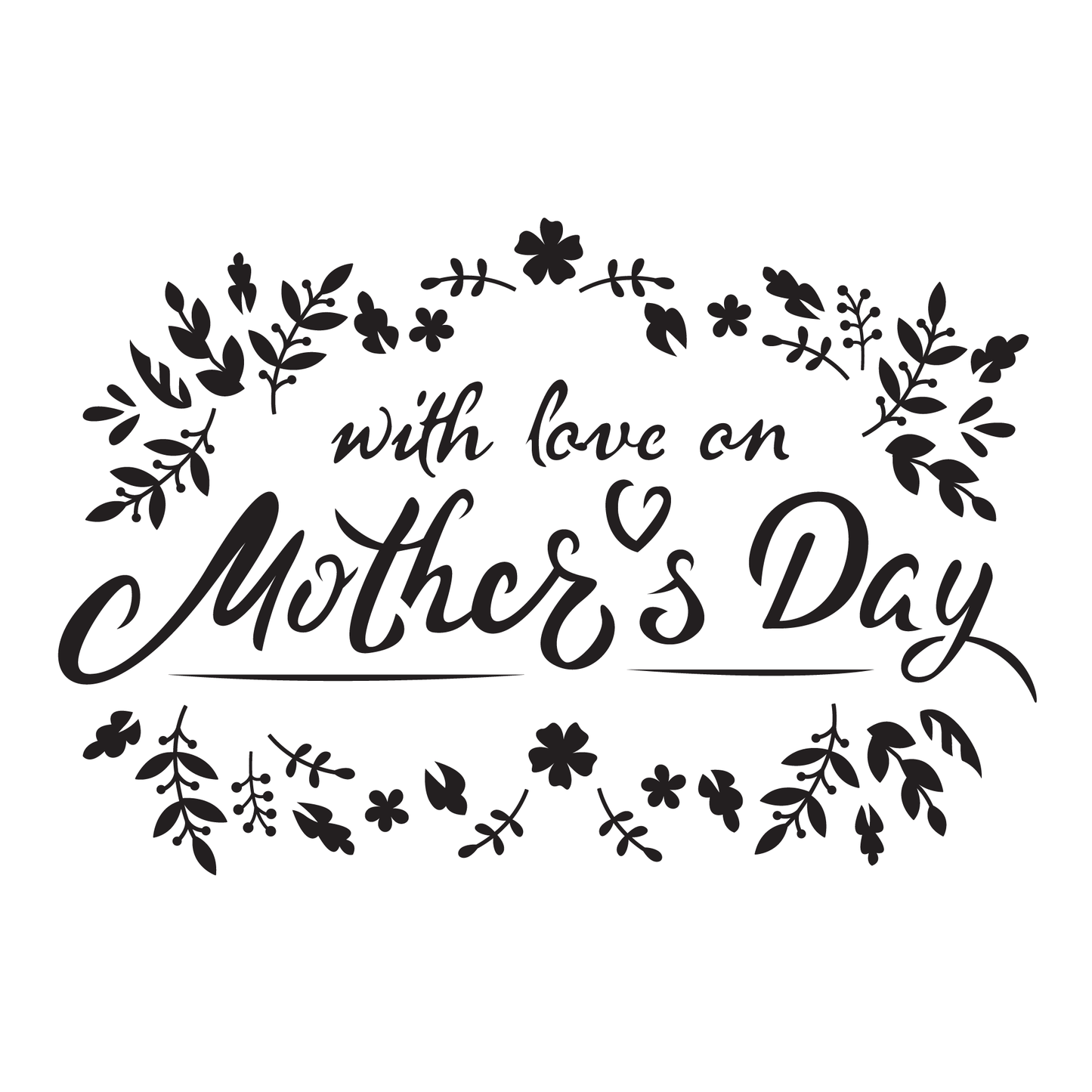 Reusable Stencil - Professional Quality - Mothers Day Leafy Banner - Made in the UK - Food Safe Non Adhesive - White Laser Cut PET Material for Cakes, Cookies, Coffees, Serving Plates