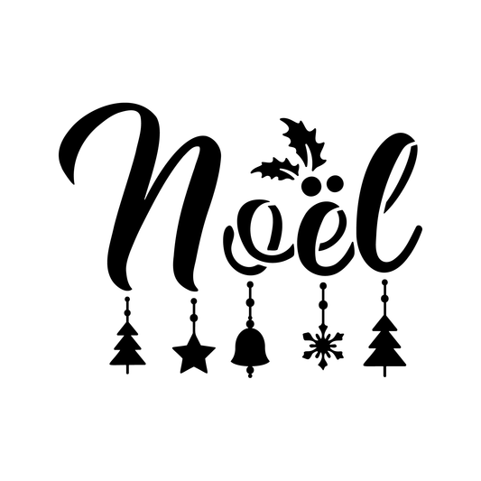 Reusable Stencil - Professional Quality - Noel #1 - Made in the UK - Food Safe Non Adhesive - White Laser Cut PET Material for Cakes, Cookies, Coffees, Serving Plates
