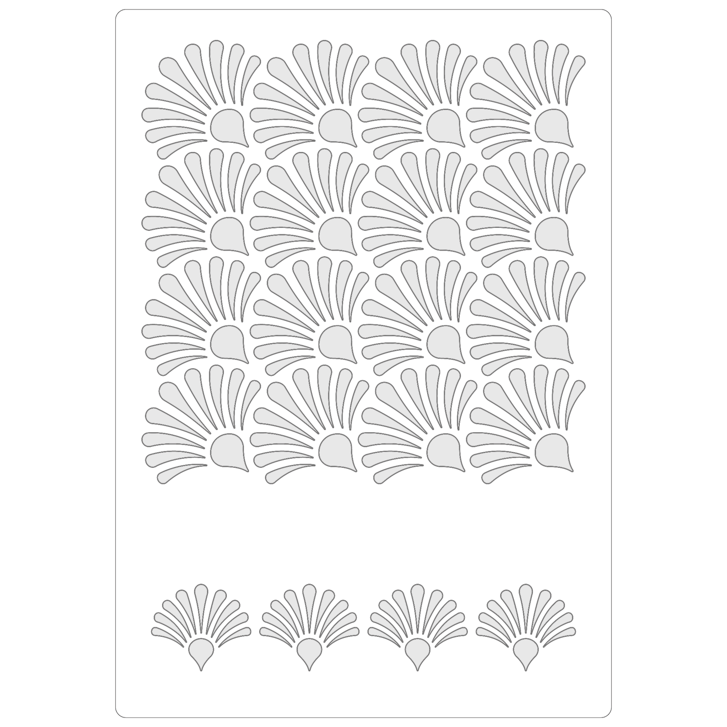 Reusable Stencil - Professional Quality - Oyster Shell Background - Made in the UK - Food Safe Non Adhesive - White Laser Cut PET Material for Cakes, Cookies, Coffees, Serving Plates
