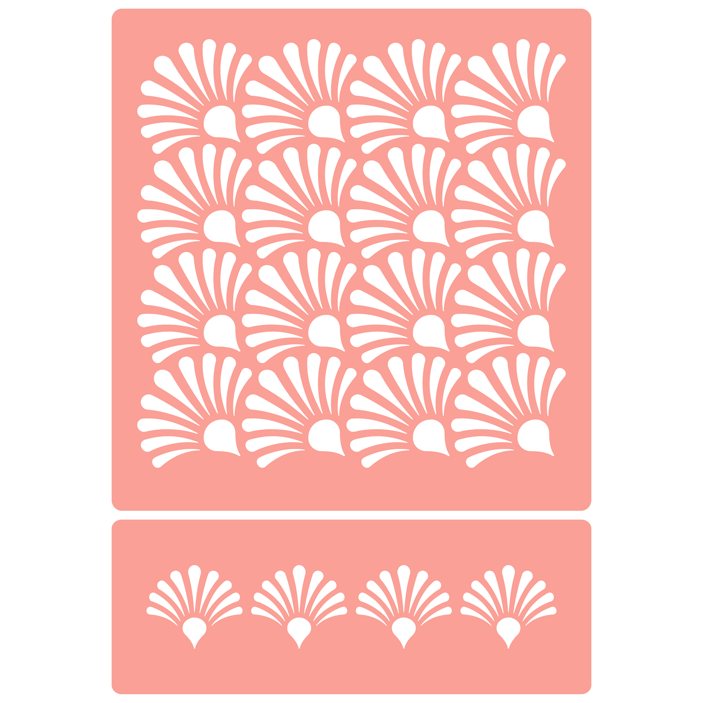 Reusable Stencil - Professional Quality - Oyster Shell Background - Made in the UK - High Adhesive - Pink Vinyl Material for Glass, Mirrors, Bottles, Tiles, Wood