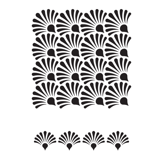 Reusable Stencil - Professional Quality - Oyster Shell Background - Made in the UK - Food Safe Non Adhesive - White Laser Cut PET Material for Cakes, Cookies, Coffees, Serving Plates