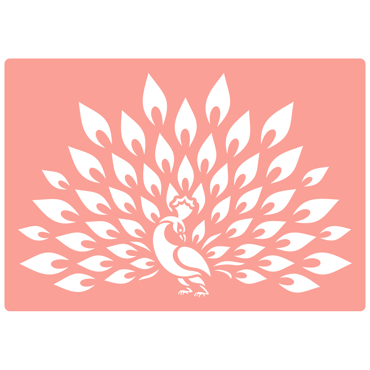 Reusable Stencil - Professional Quality - Proud Peacock - Made in the UK - High Adhesive - Pink Vinyl Material for Glass, Mirrors, Bottles, Tiles, Wood