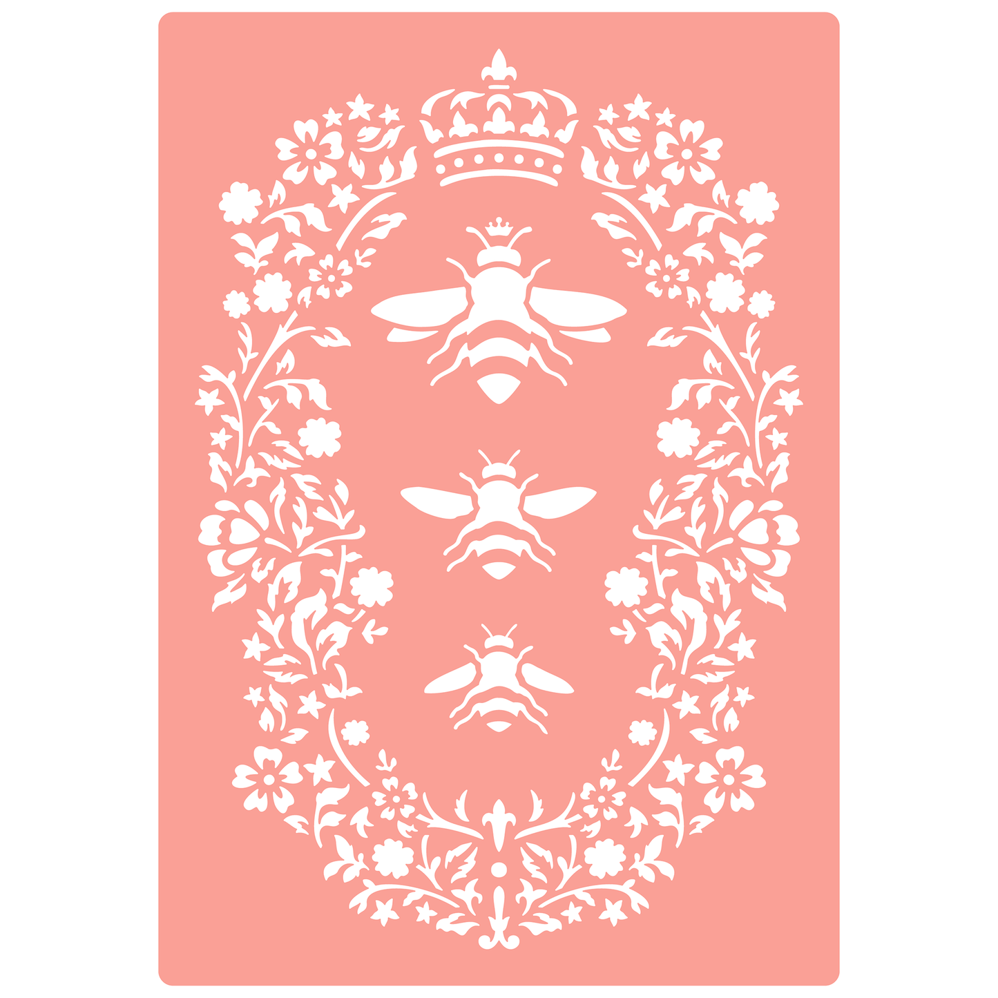Reusable Stencil - Professional Quality - Queen Bee Motif - Made in the UK - High Adhesive - Pink Vinyl Material for Glass, Mirrors, Bottles, Tiles, Wood