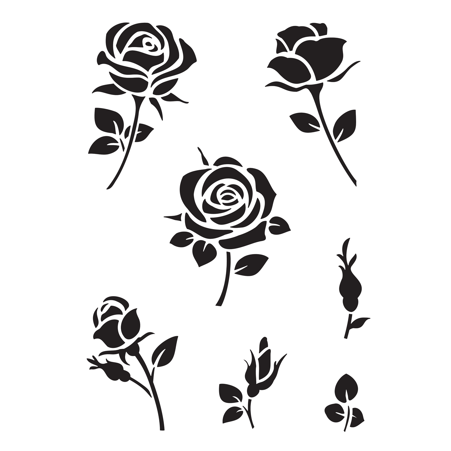 Reusable Stencil - Professional Quality - Realistic Rose Collection - Made in the UK - High Adhesive - Pink Vinyl Material for Glass, Mirrors, Bottles, Tiles, Wood