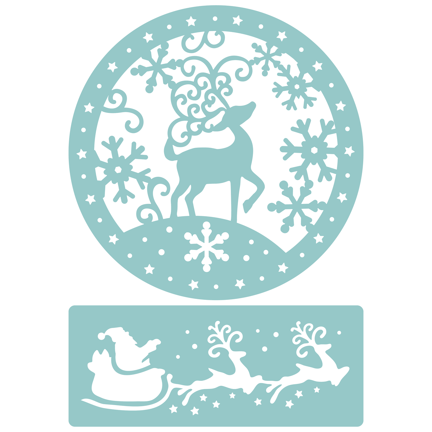 Reusable Stencil - Professional Quality - Reindeer Roundel - Made in the UK - Low Adhesive - Blue Vinyl Material for Cardmaking, Canvas, Paper, Interior Decor, Layering