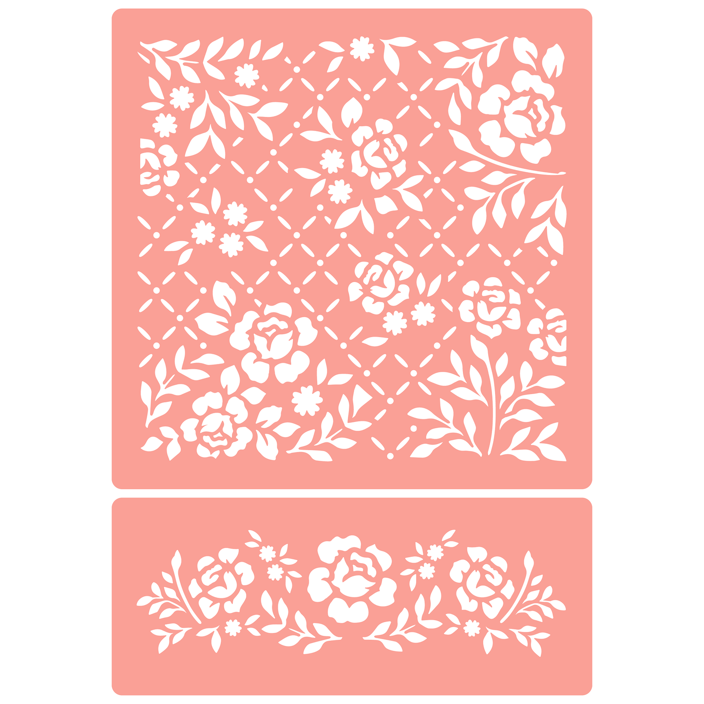 Reusable Stencil - Professional Quality - Rose Background - Made in the UK - High Adhesive - Pink Vinyl Material for Glass, Mirrors, Bottles, Tiles, Wood