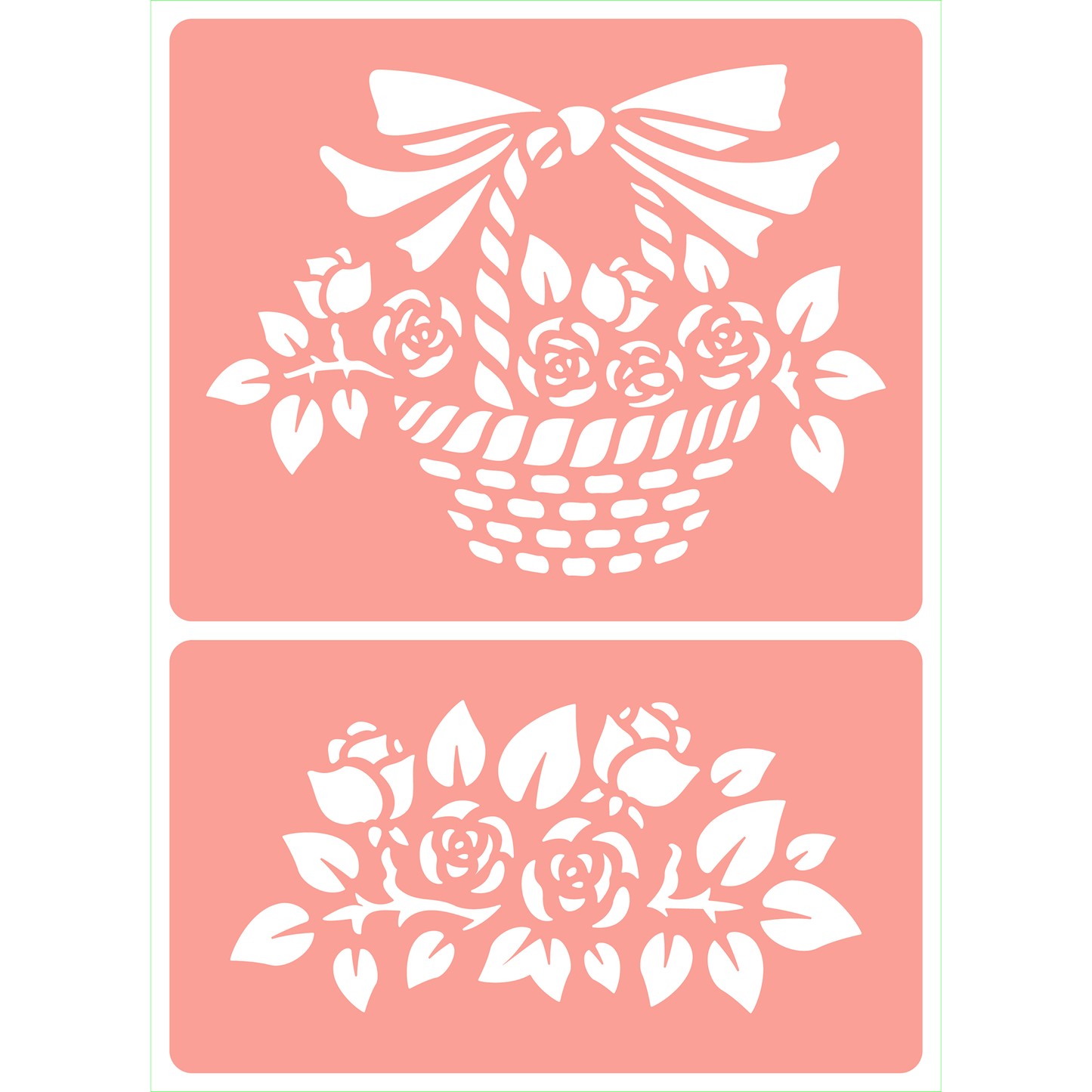 Reusable Stencil - Professional Quality - Rose Basket - Made in the UK - High Adhesive - Pink Vinyl Material for Glass, Mirrors, Bottles, Tiles, Wood