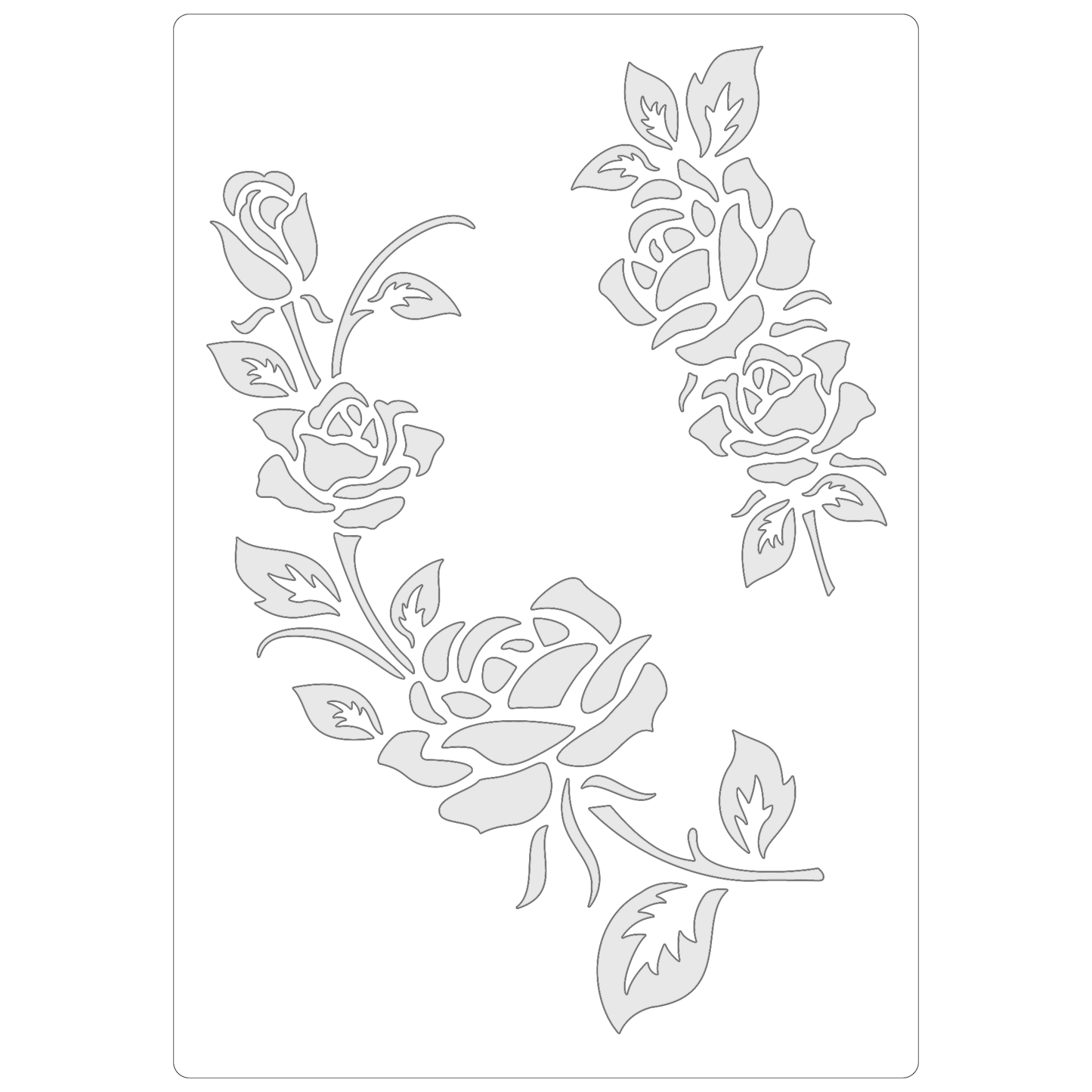 Reusable Stencil - Professional Quality - Rose Motif Collection #4 - Made in the UK - Food Safe Non Adhesive - White Laser Cut PET Material for Cakes, Cookies, Coffees, Serving Plates