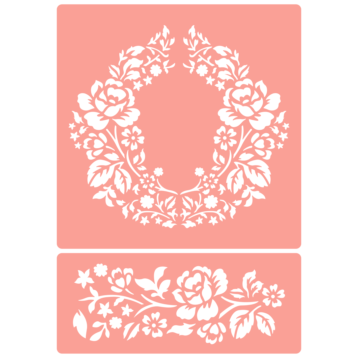 Reusable Stencil - Professional Quality - Roses Frame #3 - Made in the UK - High Adhesive - Pink Vinyl Material for Glass, Mirrors, Bottles, Tiles, Wood
