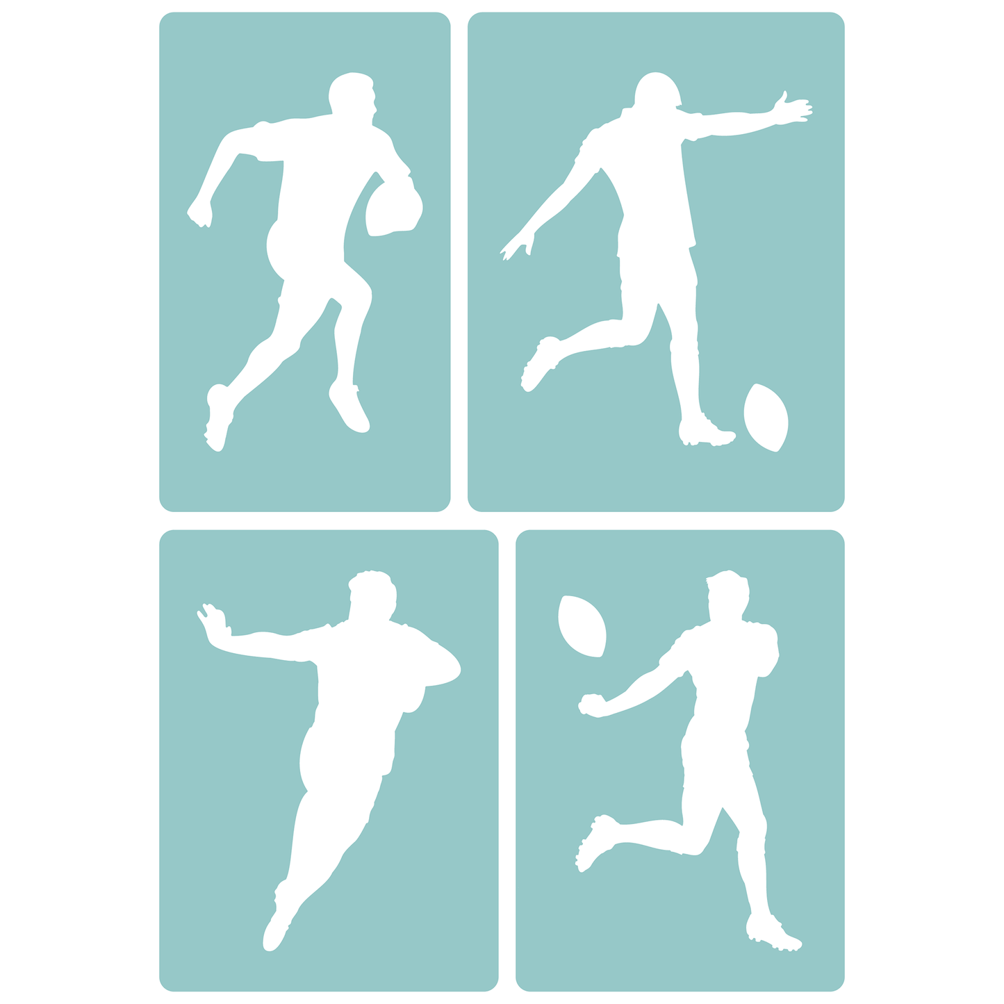 Reusable Stencil - Professional Quality - Rugby Silhouettes - Made in the UK - Low Adhesive - Blue Vinyl Material for Cardmaking, Canvas, Paper, Interior Decor, Layering