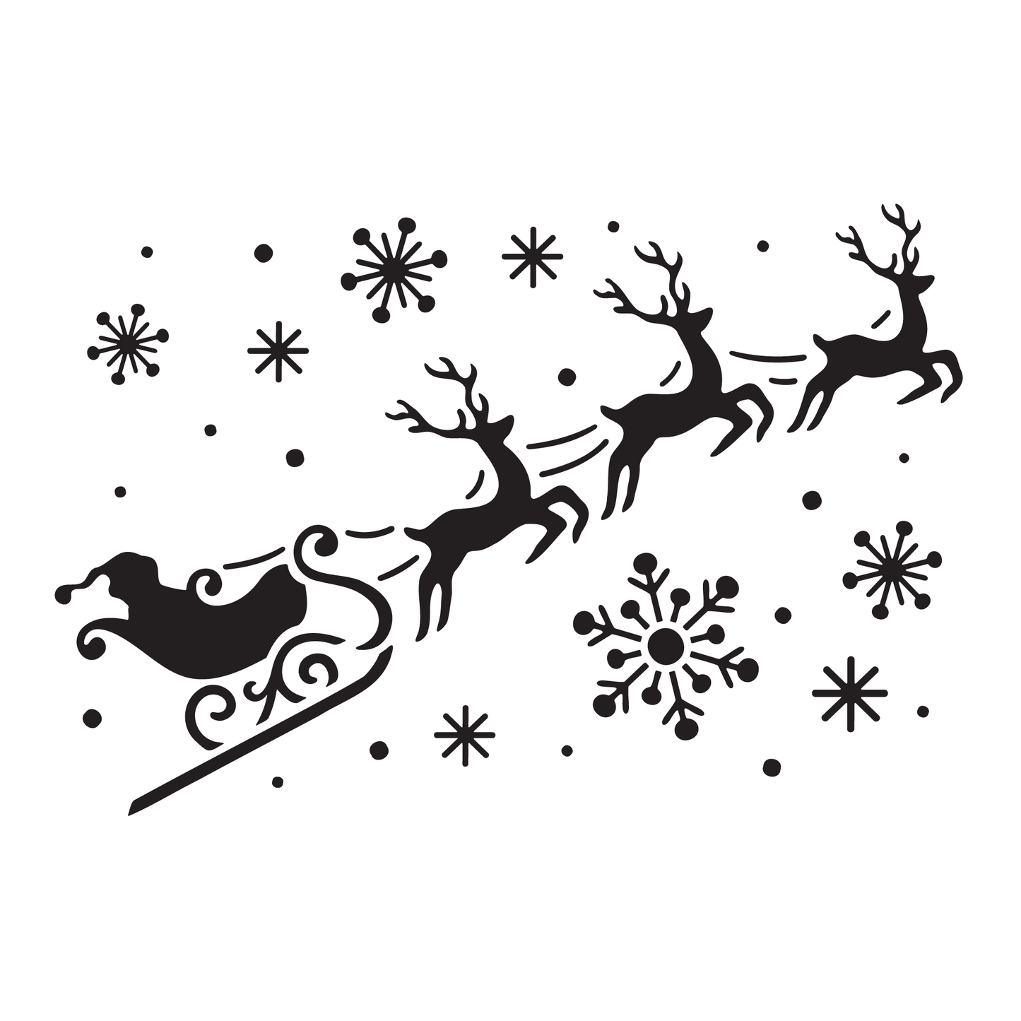 Reusable Stencil - Professional Quality - Santa, Sleigh & Snow - Made in the UK - High Adhesive - Pink Vinyl Material for Glass, Mirrors, Bottles, Tiles, Wood