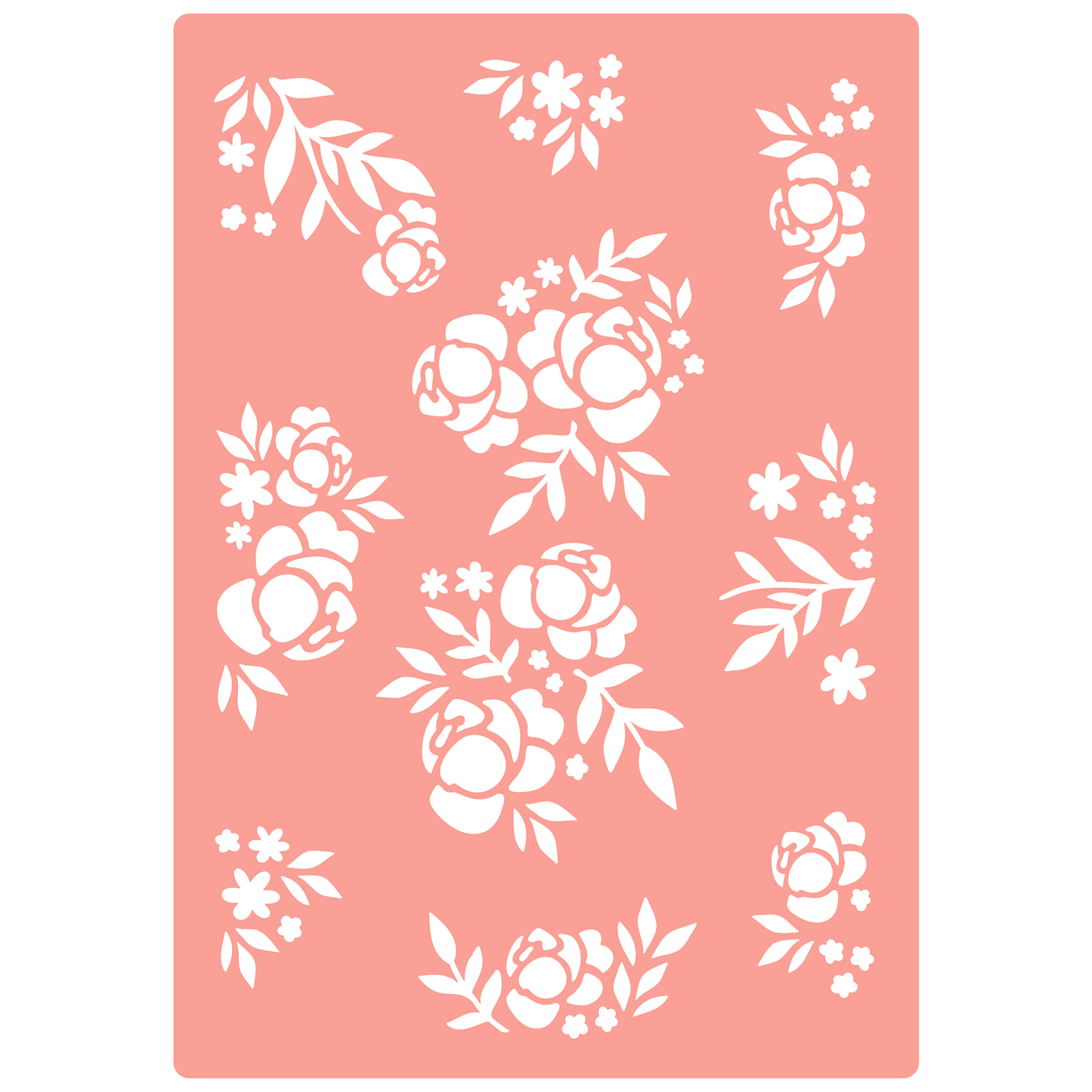 Reusable Stencil - Professional Quality - Seamless Rose Pattern #2 - Made in the UK - High Adhesive - Pink Vinyl Material for Glass, Mirrors, Bottles, Tiles, Wood
