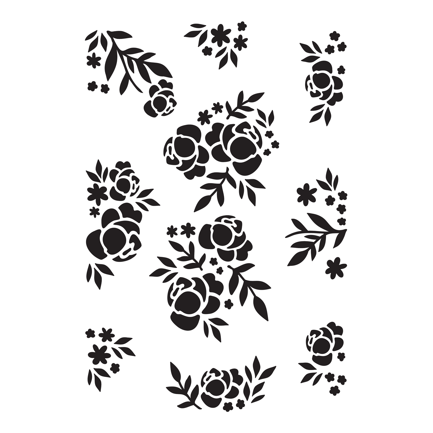 Reusable Stencil - Professional Quality - Seamless Rose Pattern #2 - Made in the UK - High Adhesive - Pink Vinyl Material for Glass, Mirrors, Bottles, Tiles, Wood