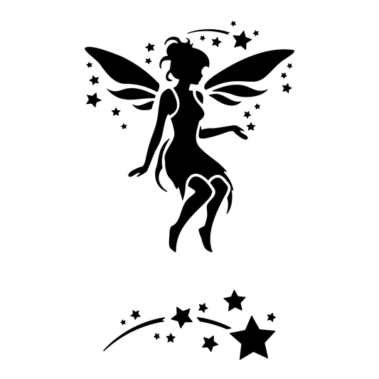 Reusable Stencil - Professional Quality - Shooting Star Fairy - Made in the UK - High Adhesive - Pink Vinyl Material for Glass, Mirrors, Bottles, Tiles, Wood