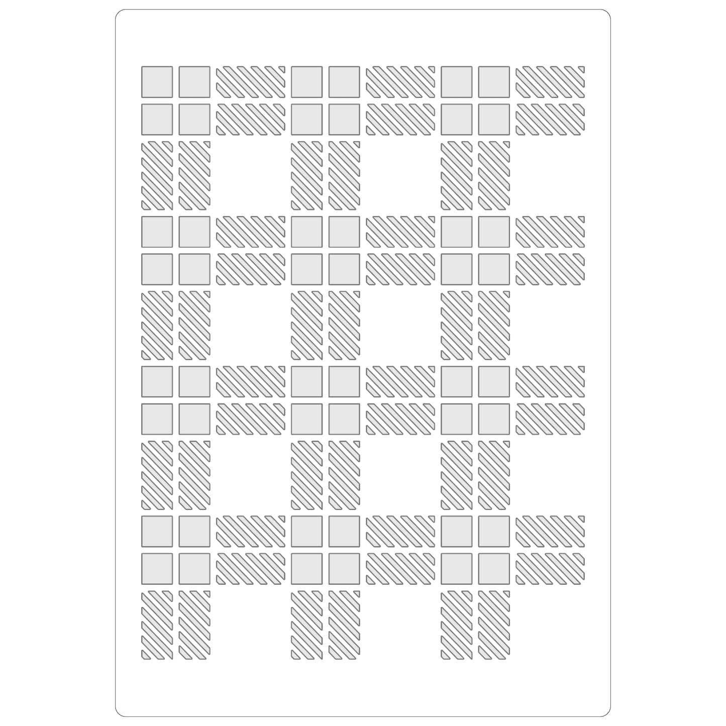 Reusable Stencil - Professional Quality - Simple Tartan - Made in the UK - Food Safe Non Adhesive - White Laser Cut PET Material for Cakes, Cookies, Coffees, Serving Plates